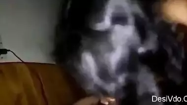 Desi Tamil GF with Tender boobies blowjobs to BF and licks cock softly