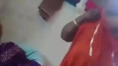 Fatty Indian woman takes off orange dress to join husband for sex