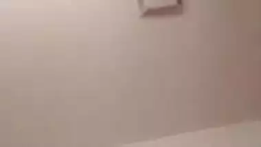 Pretty Indian gal in red XXX lingerie loves to have solo sex at home