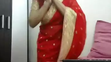 Chick demonstrates her sex hooters and wears an Indian sari in XXX clip