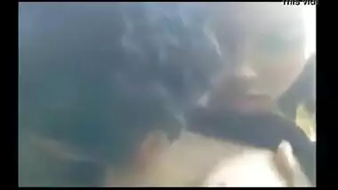 Desi college girl gets her boobs sucked by her lover in the park