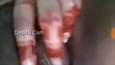 Attractive Desi sexpot with big XXX tits gently touches own sweet clit