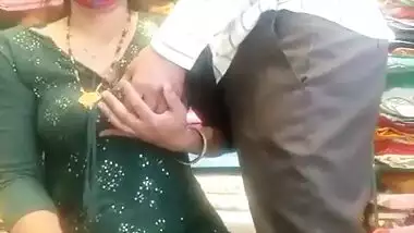Horny Bhabi in Green Salwar Showing Pussy and Ass in Shop